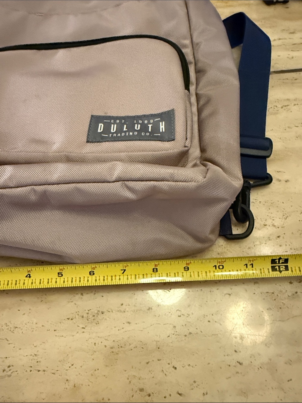 Duluth Trading Co Light Gray Compact Backpack with Navy Strap - Picture 9 of 11